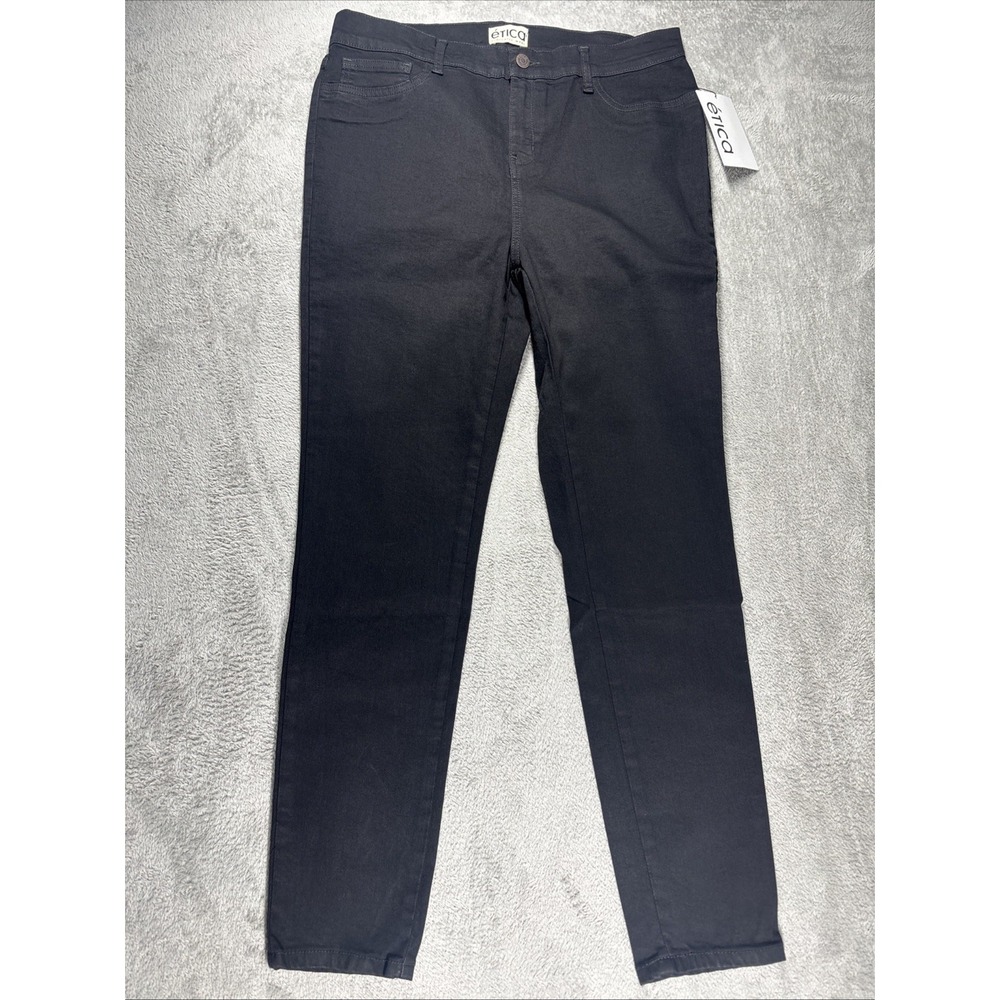 NWT Etica Women's Mid Rise Front Zip Skinny‎ Tapered Leg Jeans Black  Size 5